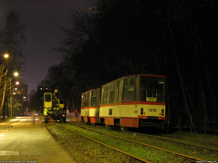 Uszkodzenie sieci trakcyjnej na Stogach